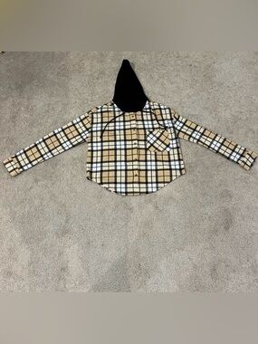 No Boundaries Plaid Flannel Shirt with Hood
